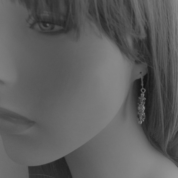 Pair of Dangle Earrings Brown Gold Lever Back 6405 - Picture 8 of 10